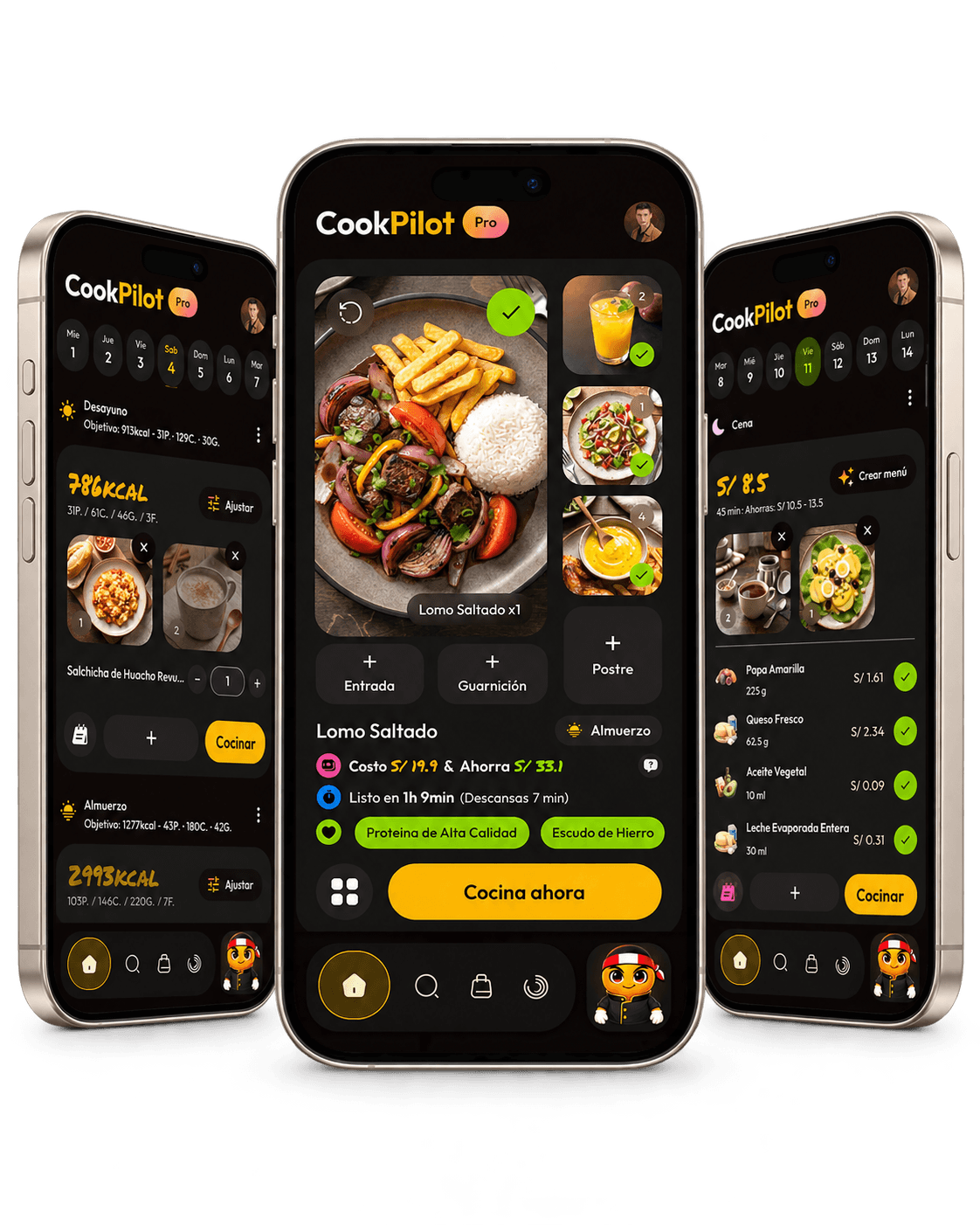 CookPilot CookPlan conectando comidas a lo largo de una semana